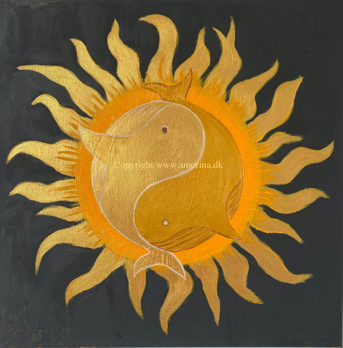 SOL-hvalerne / The Sun Whales 50x50 cm.