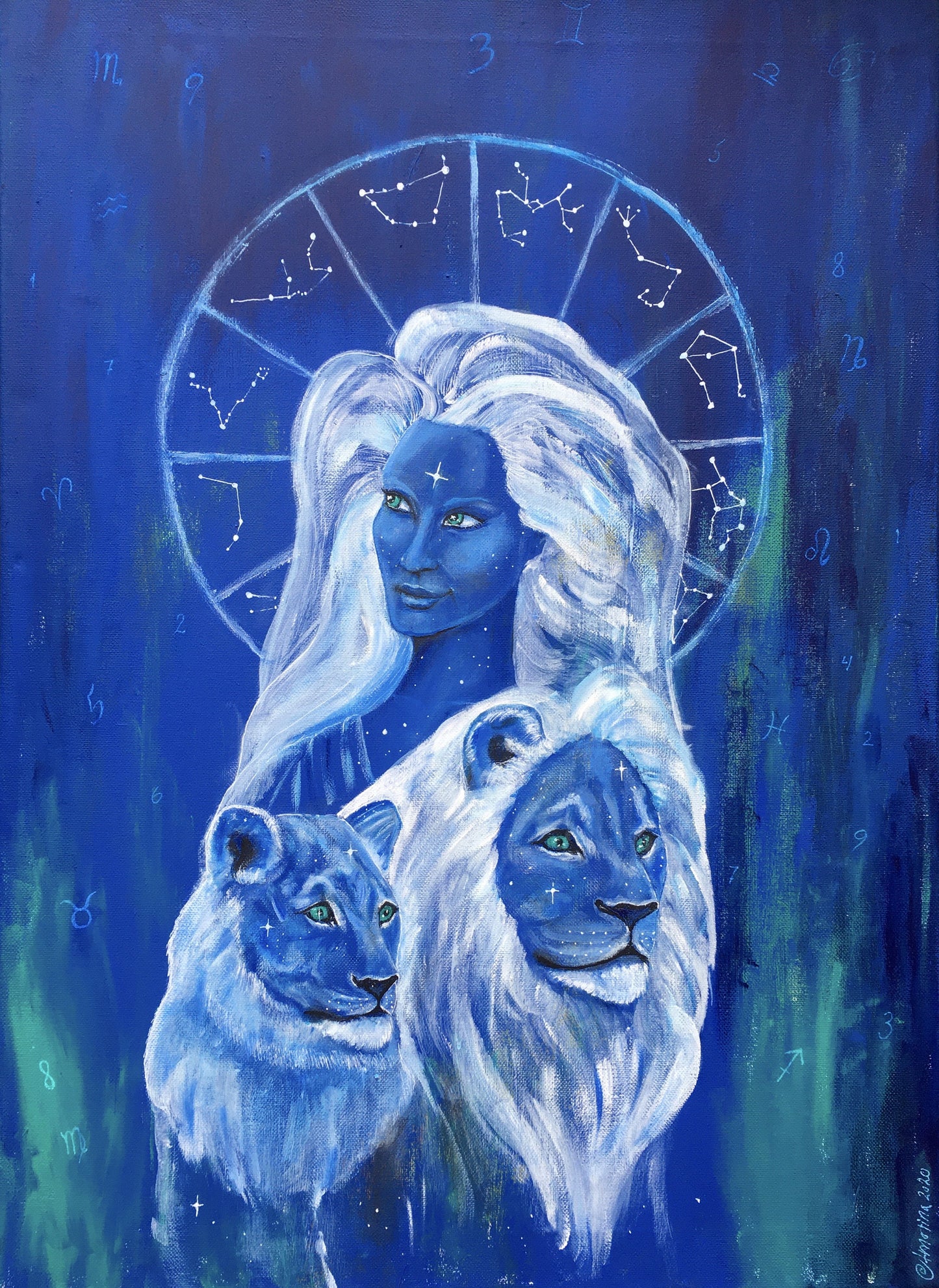 Zodiac Shamaness -painting 45x85 cm